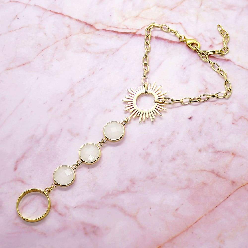 Alula Bohemian Sun Bracelet Ring on pink