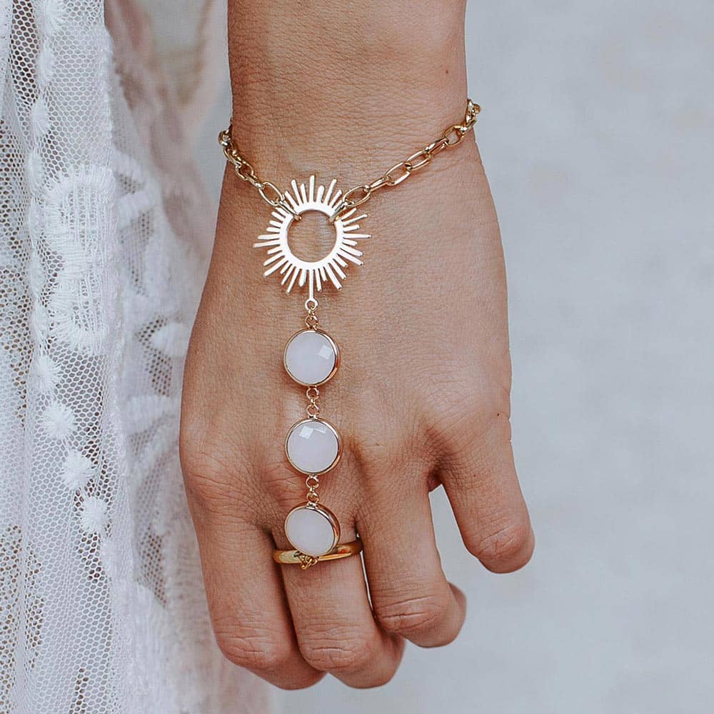 Alula Bohemian Sun Bracelet Ring left hand down