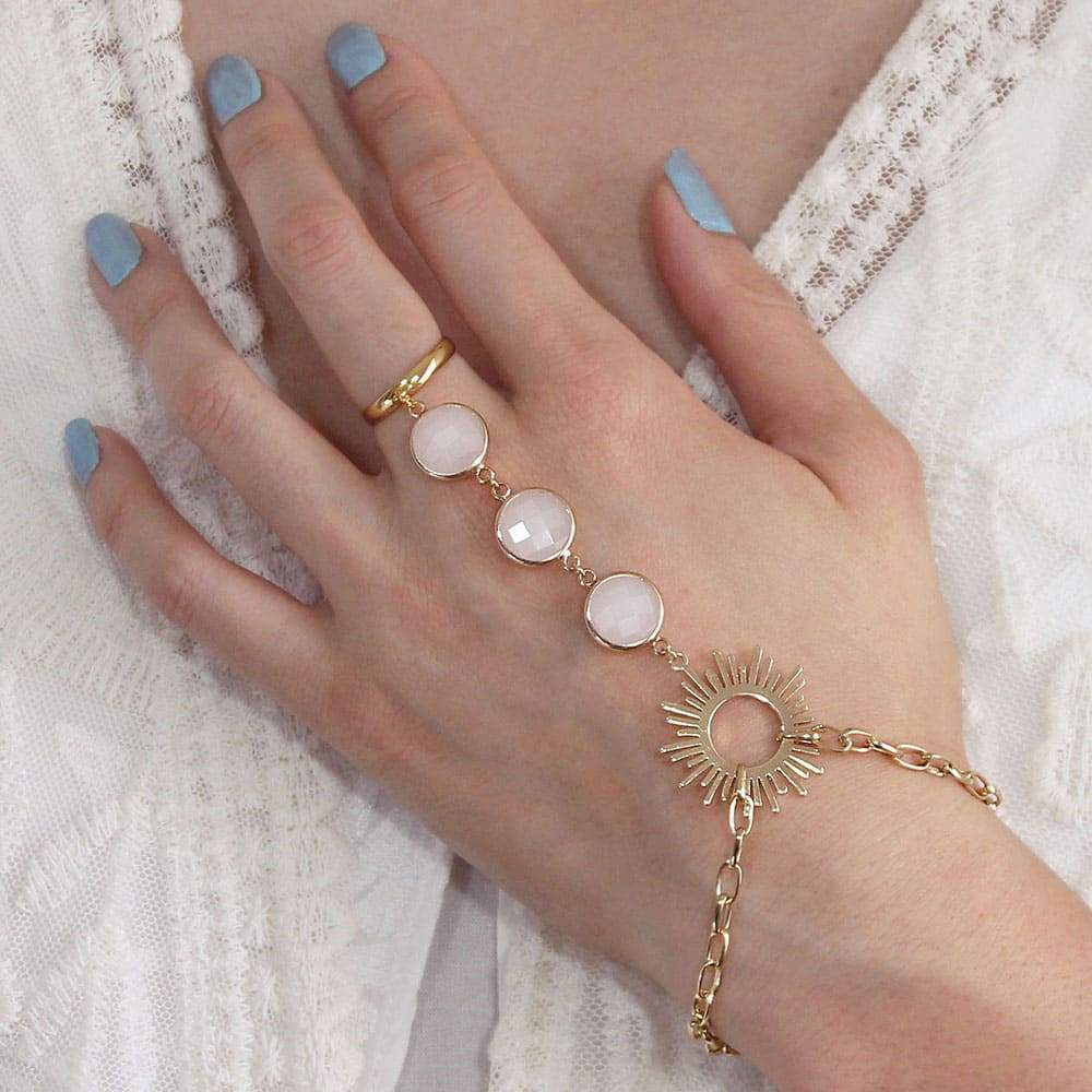 Alula Bohemian Sun Bracelet Ring on left hand up