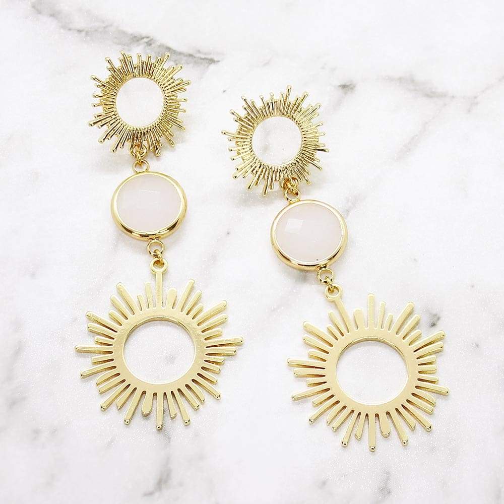 Alula Bohemian Sun Earrings on grey bg