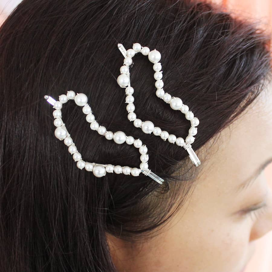 Amelie Pearl Hair Clips from side