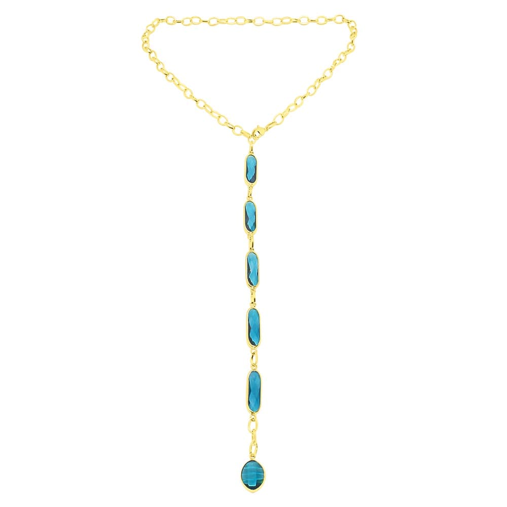 Azaria multiway necklace, teal crystal gold choker lariat necklace
