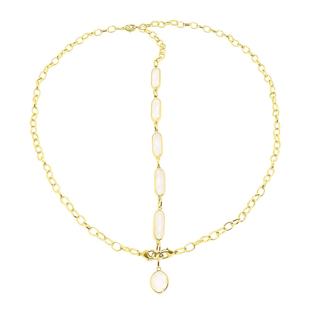 Azaria multiway necklace changed into gold head chain with white crystals