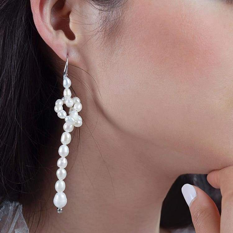Bekki freshwater pearl loop earrings from right