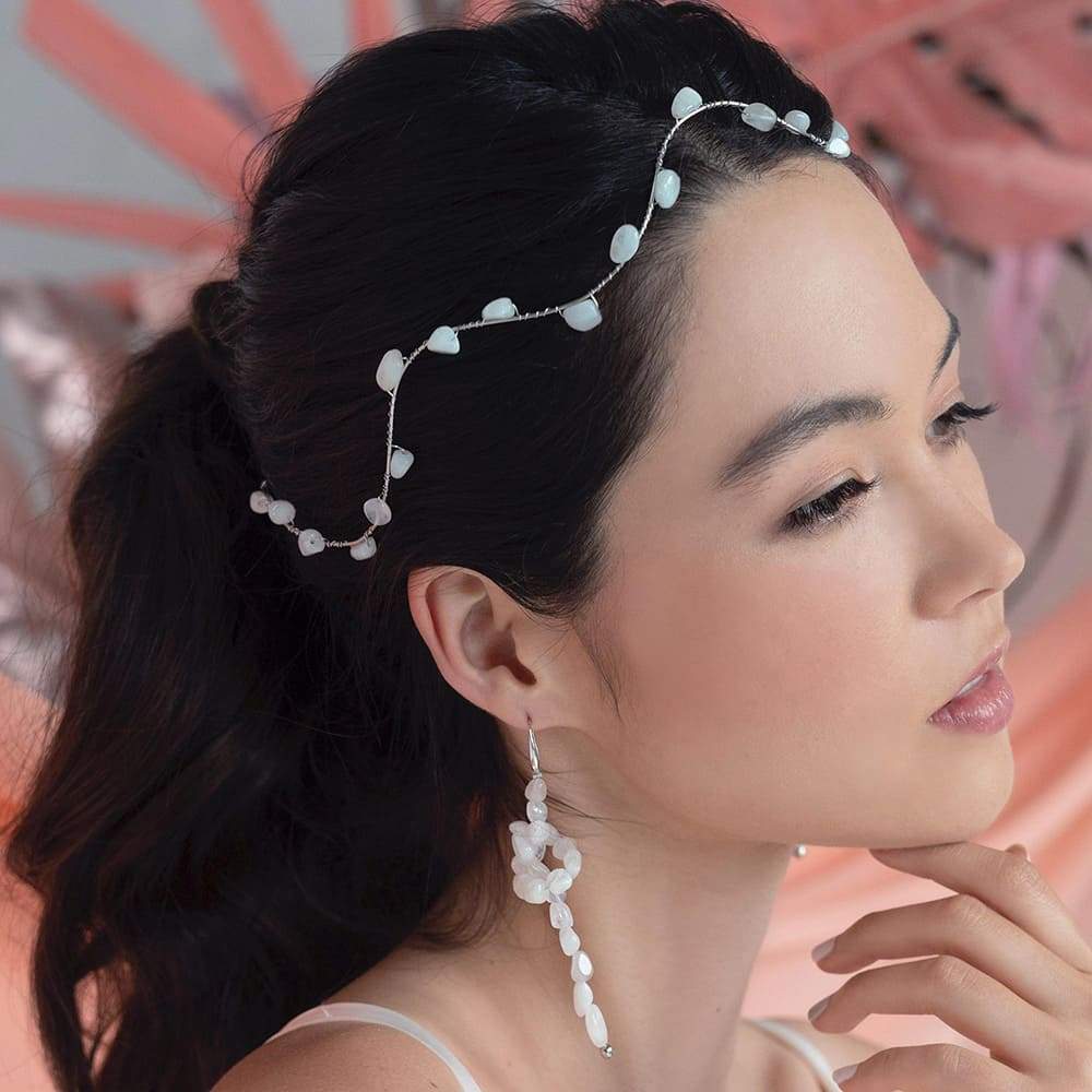 Bekki Moonstone Headpiece from side