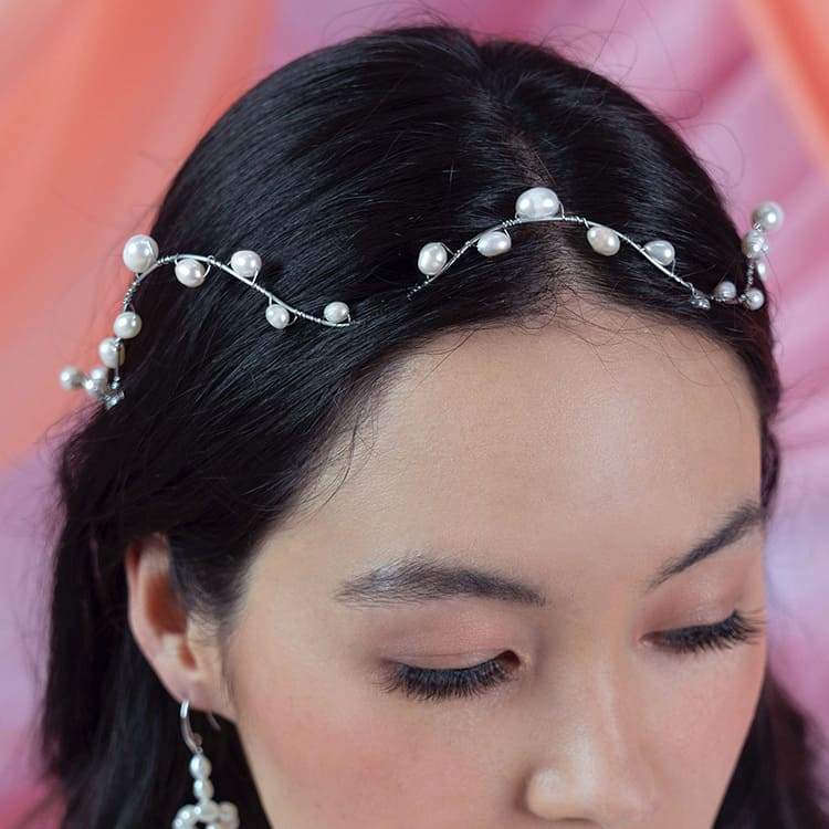 Bekki freshwater pearl crown from top