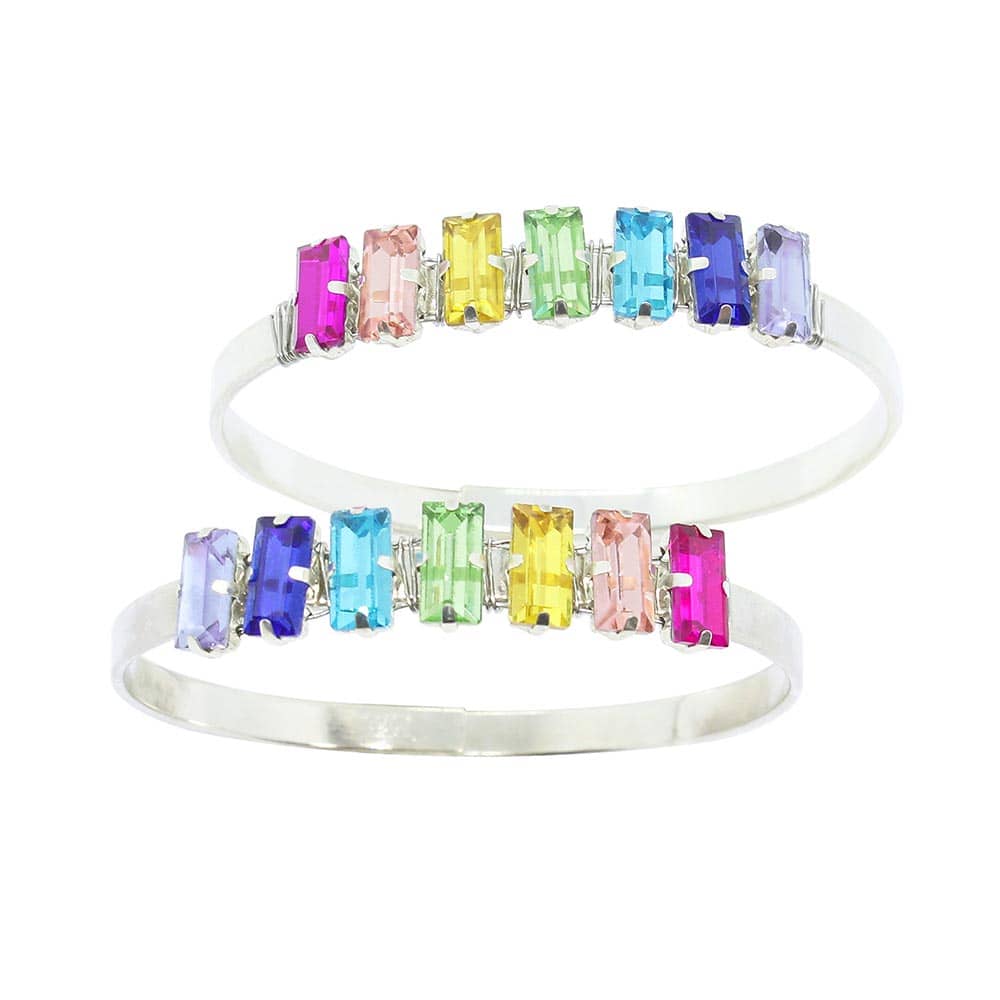 Billie Rainbow Crystal Bangle a pair