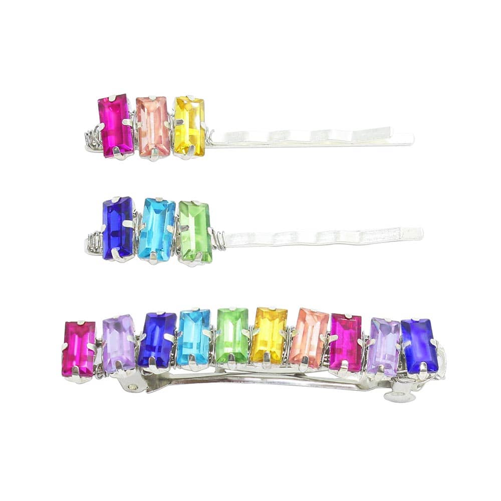 Billie Rainbow Crystal Hair Pins Set