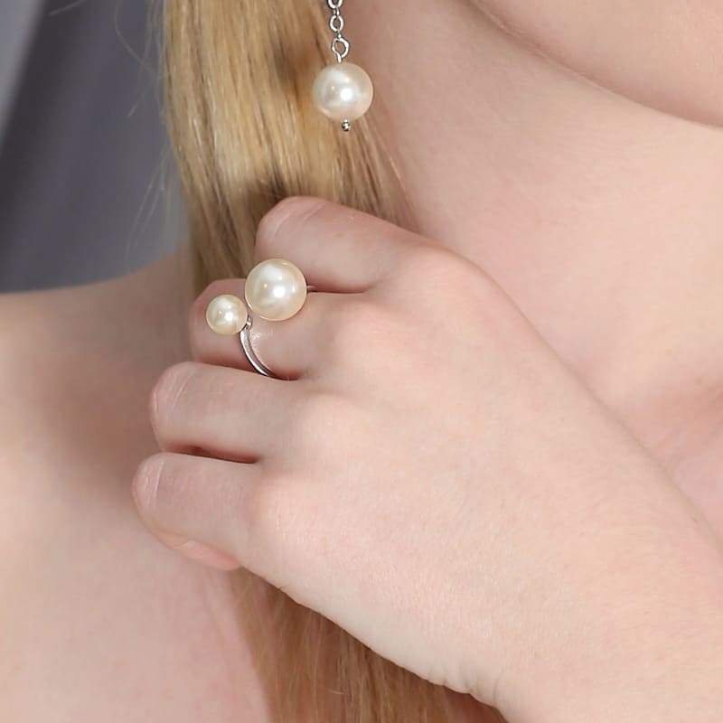 Ivory Calypso Modern Pearl Wrap Ring on finger