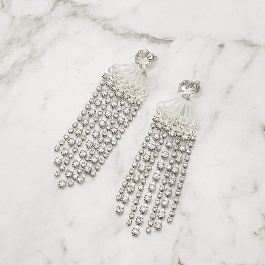 Deva Crystal Chandelier Earrings on silver