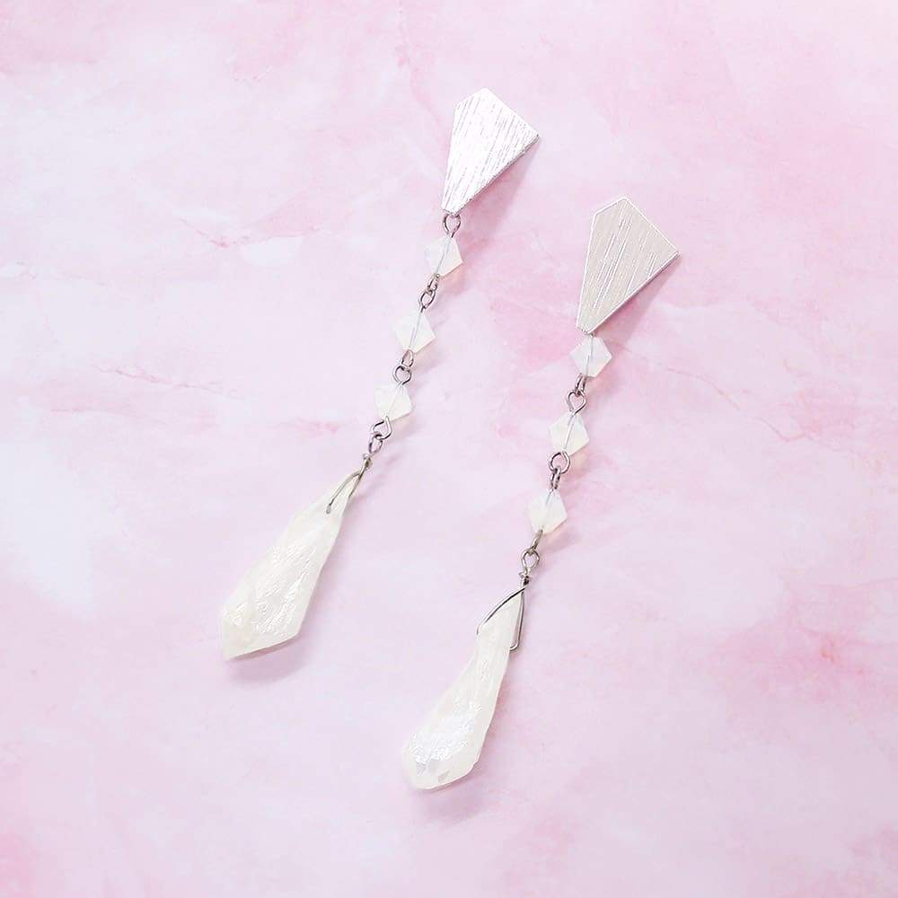 Ecca Quartz Drop Earrings in White colour