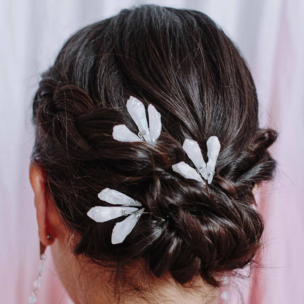 Ecca Quartz Hair Pins Set hair bun