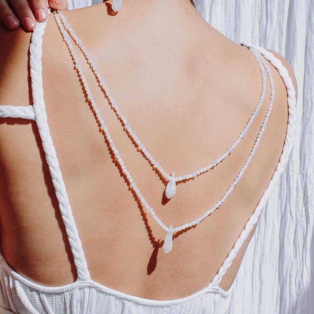 Ecca White Stone Back Necklace back close up