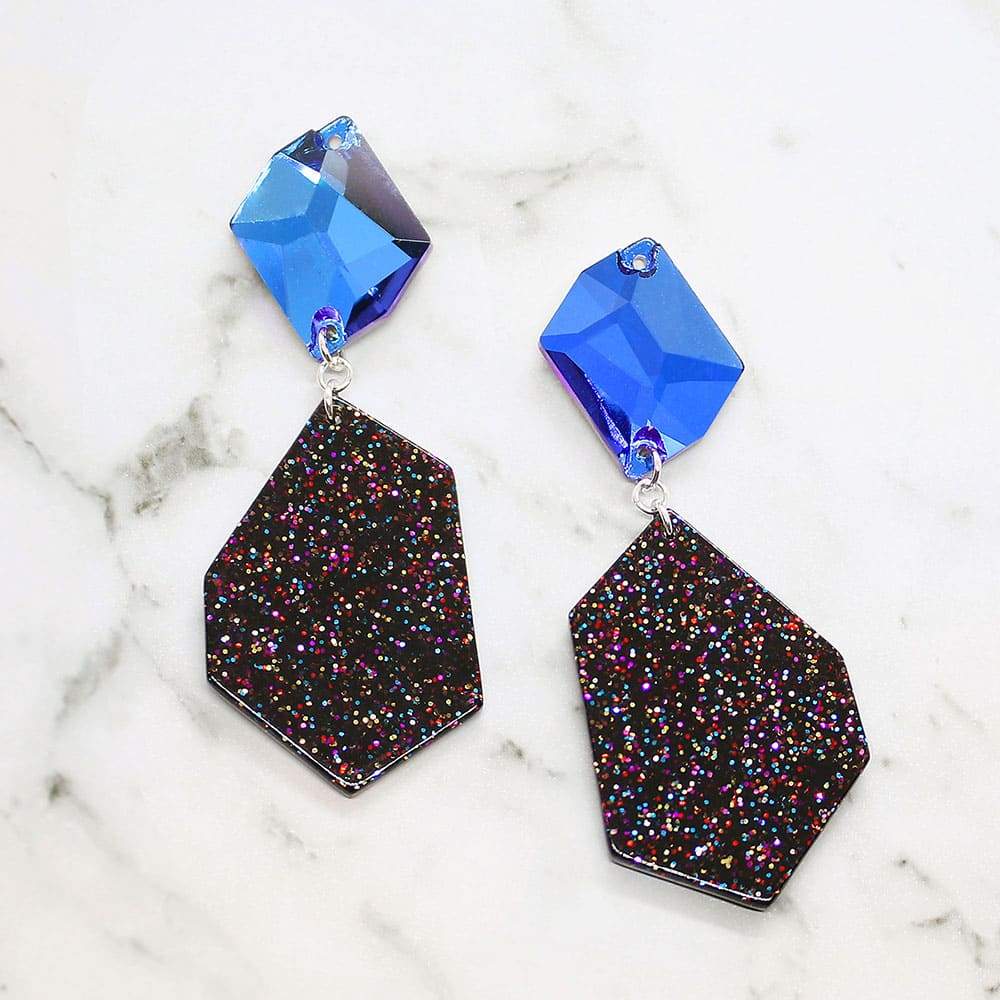 Blue Galaxy Geometric Earrings