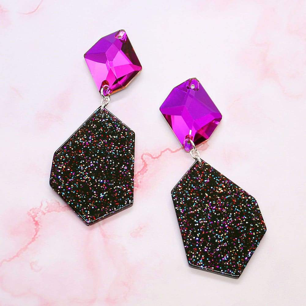 Pink Galaxy Geometric Earrings