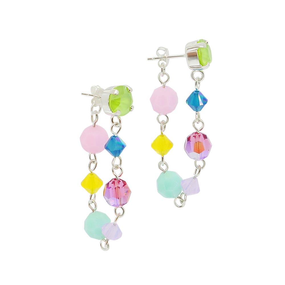 Gelato pastel colour crystal earrings loop up