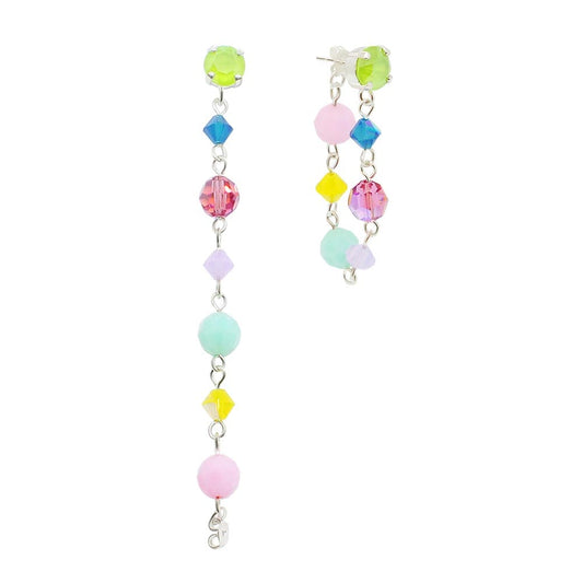 Gelato pastel colour crystal earrings mix long and loop up