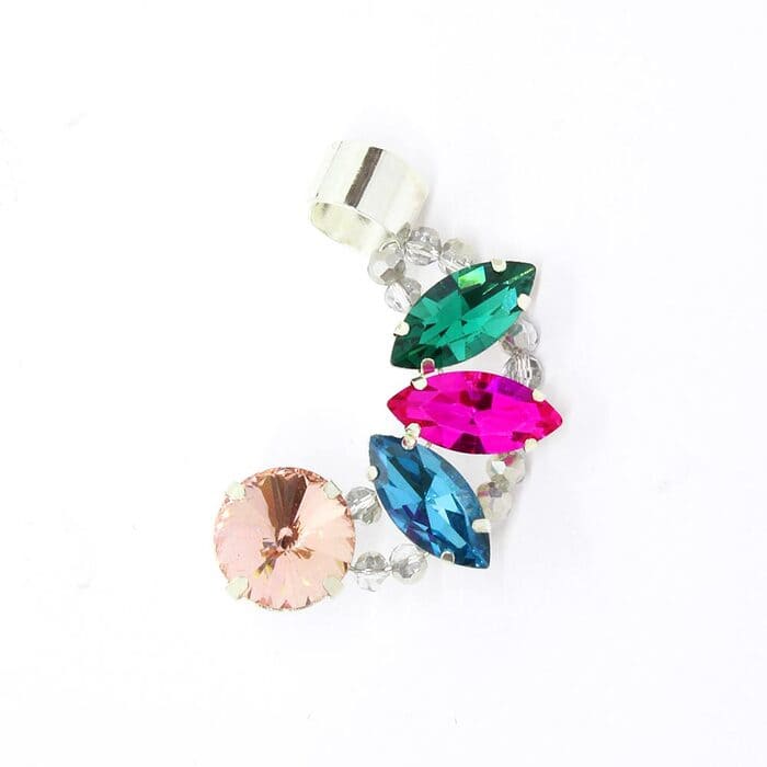 Heather crystal ear cuff earring kokomo multi-colour left side on white background