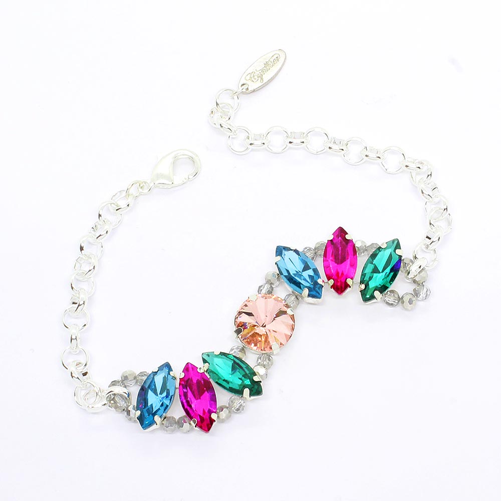 Heather rock glam crystal bracelet Kokomo multi-colour on white background