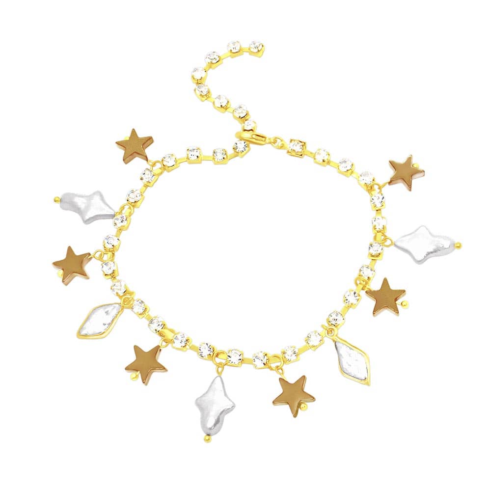Iggy Gold Stars & Pearl Anklet single