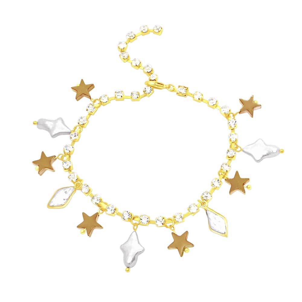 Iggy Gold Stars & Pearl Anklet single