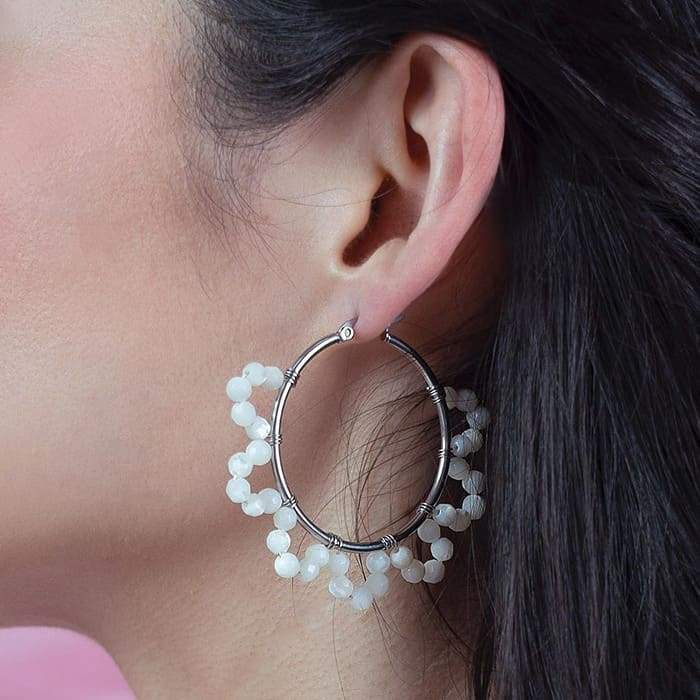 Jesy Pearl Hoop Earrings from side