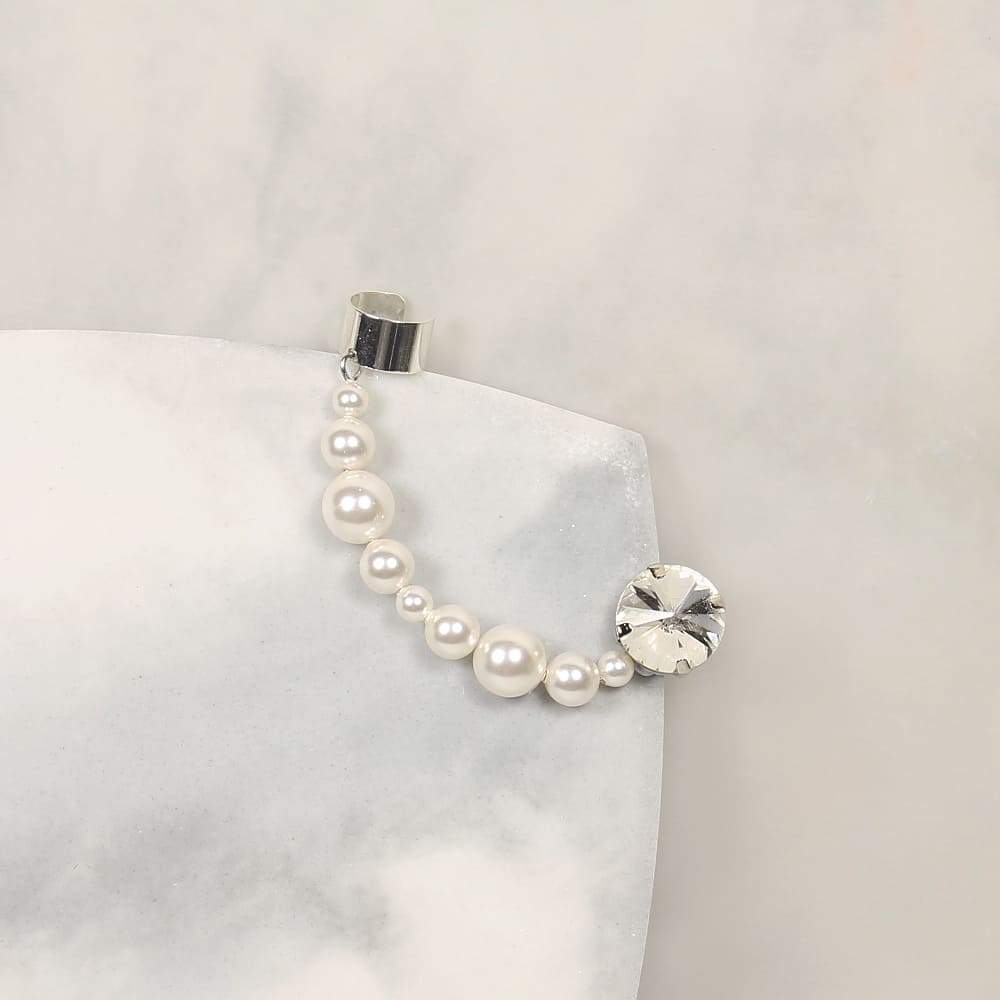 Jocey Pearl Ear Climber on white