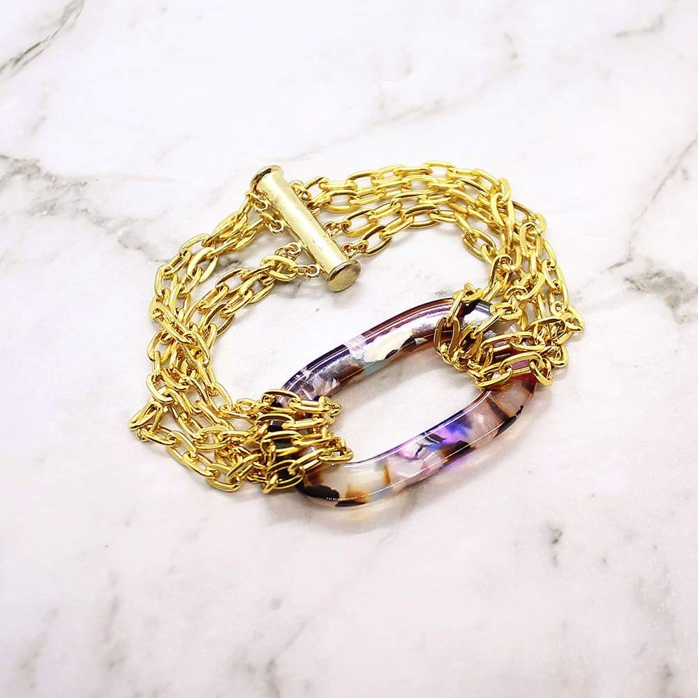 Multicolour Joss Gold Chain Bracelet on white