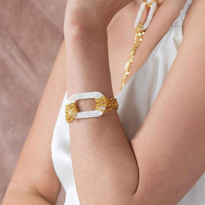 Ivory Joss Gold Chain Bracelet from close