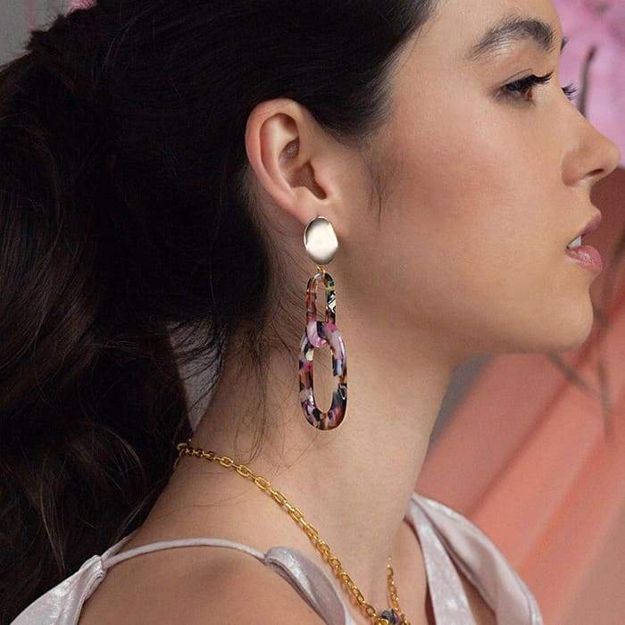 Multicolour Joss link earrings from side
