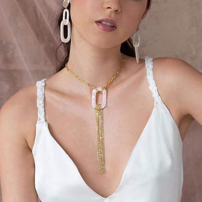 Ivory Joss Gold Tassel Necklace fronton