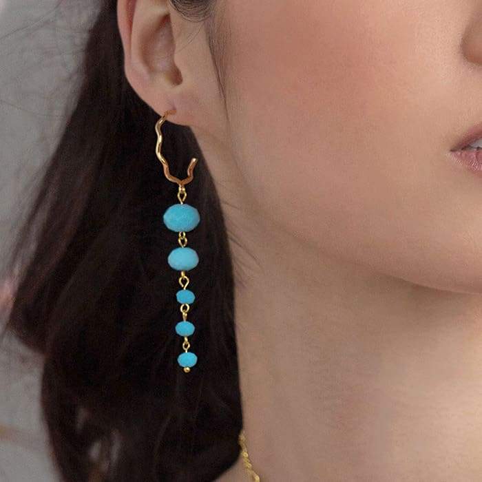 Turquoise Kelana Dangle Bead Earrings from angle