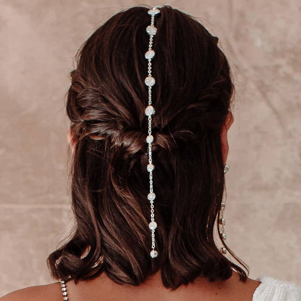 Kelsey Crystal Hair Chain straight down the back