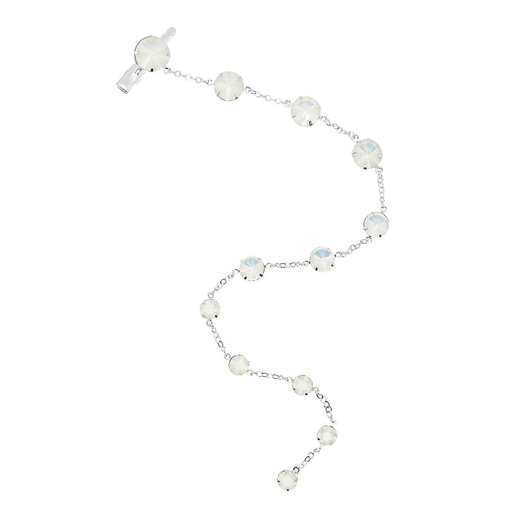 Kelsey Crystal Hair Chain in White Opal