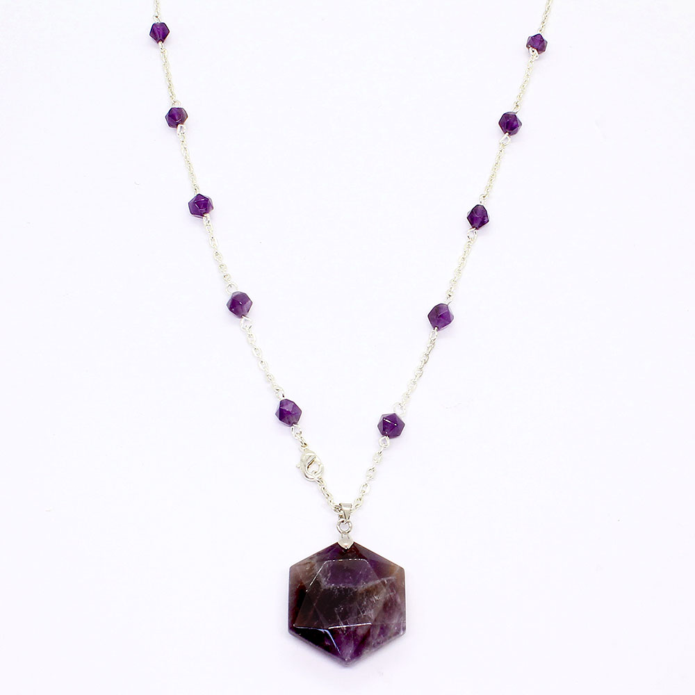 Purple Kiana Hexagon Stone Necklace close up