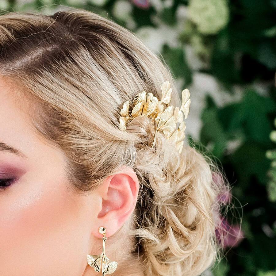 Gold Kiko Bridal Hair Comb from back