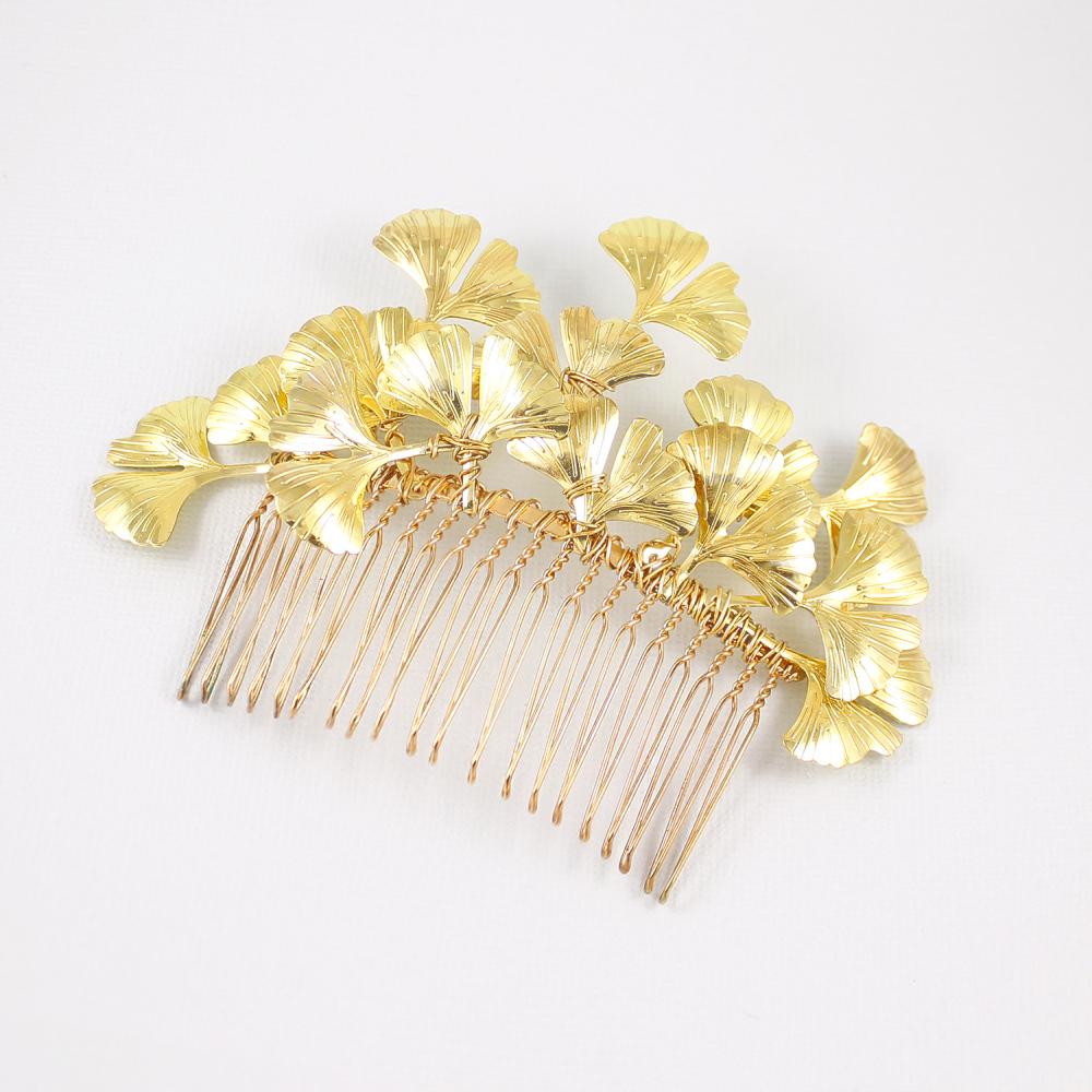 Gold Kiko Bridal Hair Comb on grey