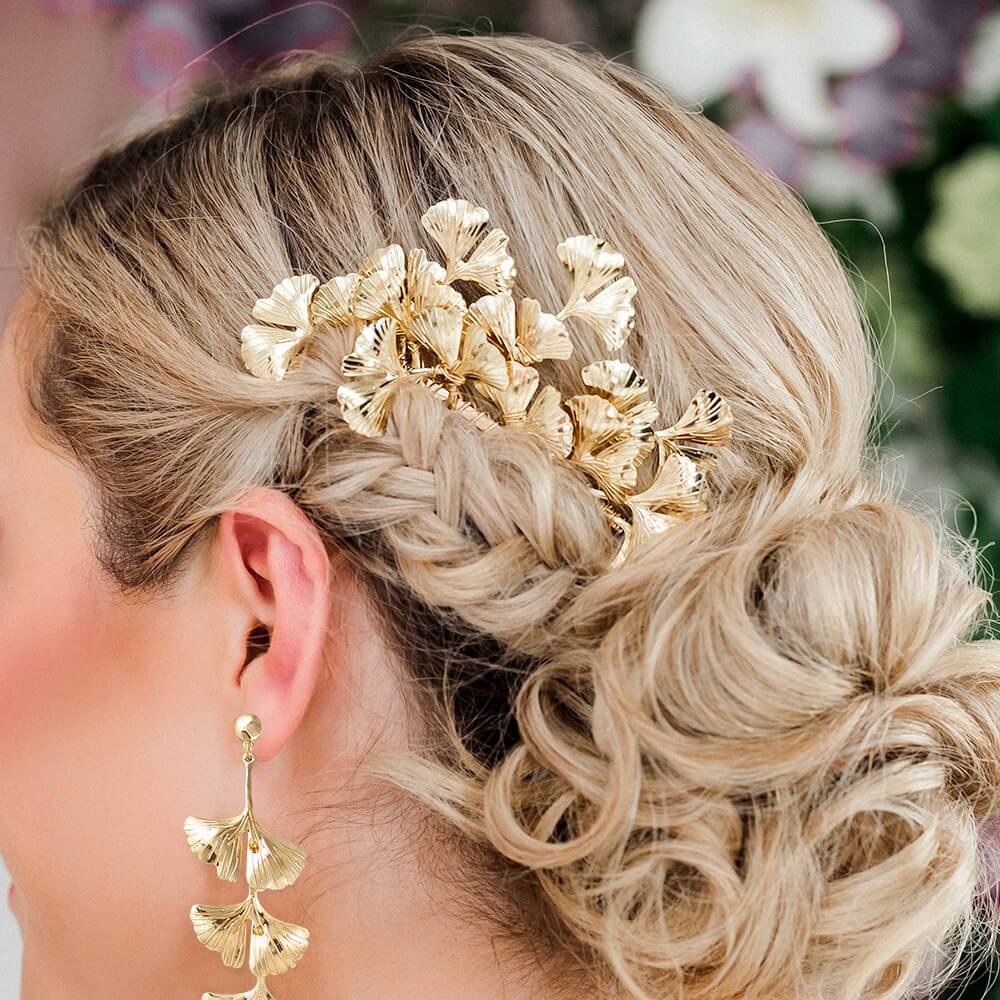 Gold Kiko Bridal Hair Comb from side