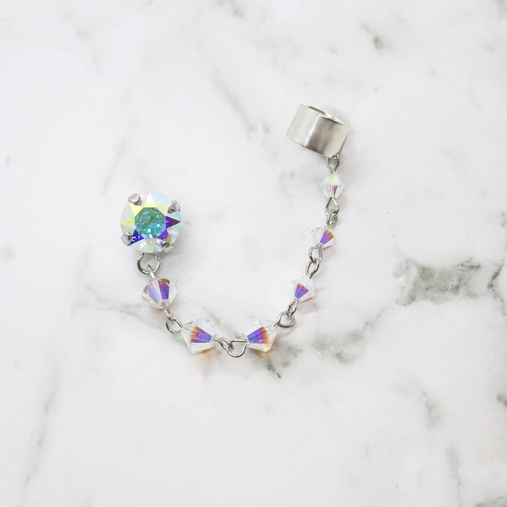 Rainbow Kira Crystal Ear Climber on white