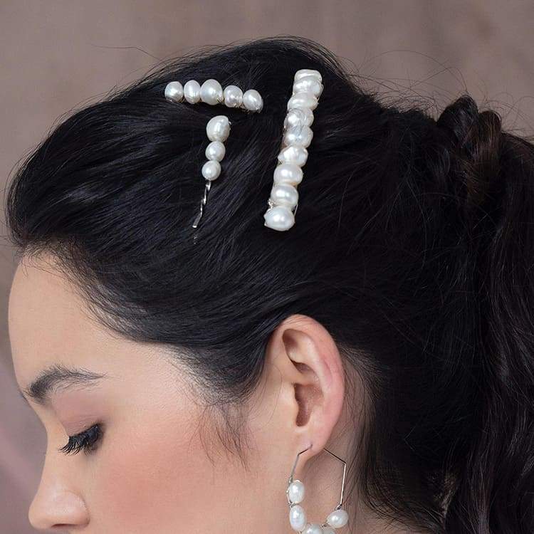 Kygo freshwater pearl hair pins set from side