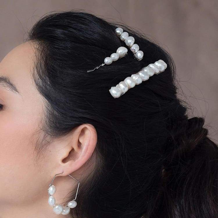 Kygo freshwater pearl hair pins set from side