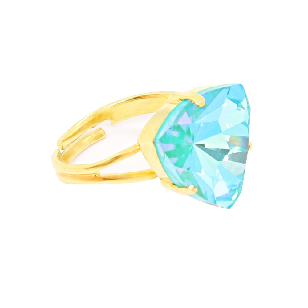 Lissa crystal triangle ring pink crystal ring side view