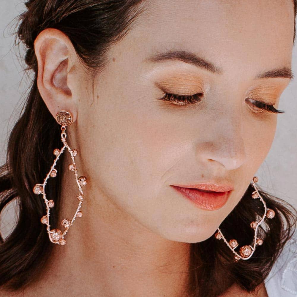 Marcie Rose Gold Lava Rock Earrings angled