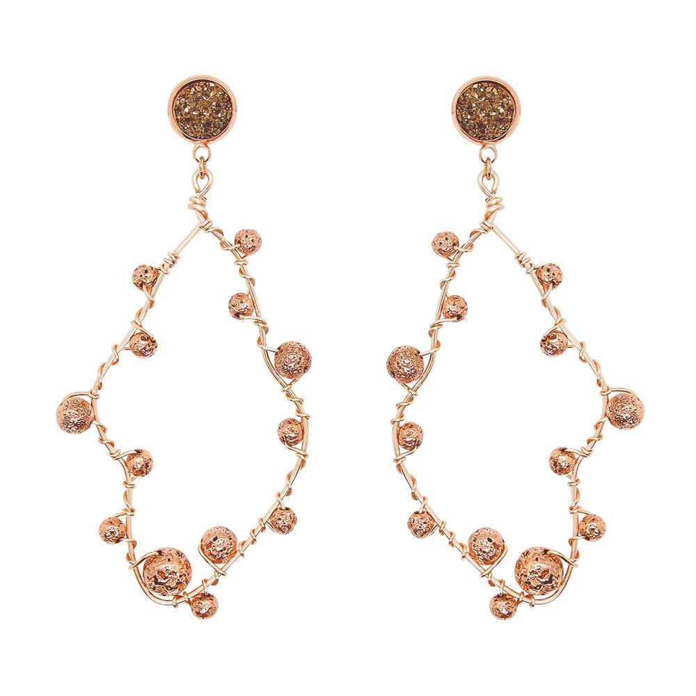 Marcie Rose Gold Lava Rock Earrings