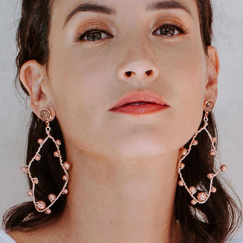 Marcie Rose Gold Lava Rock Earrings front