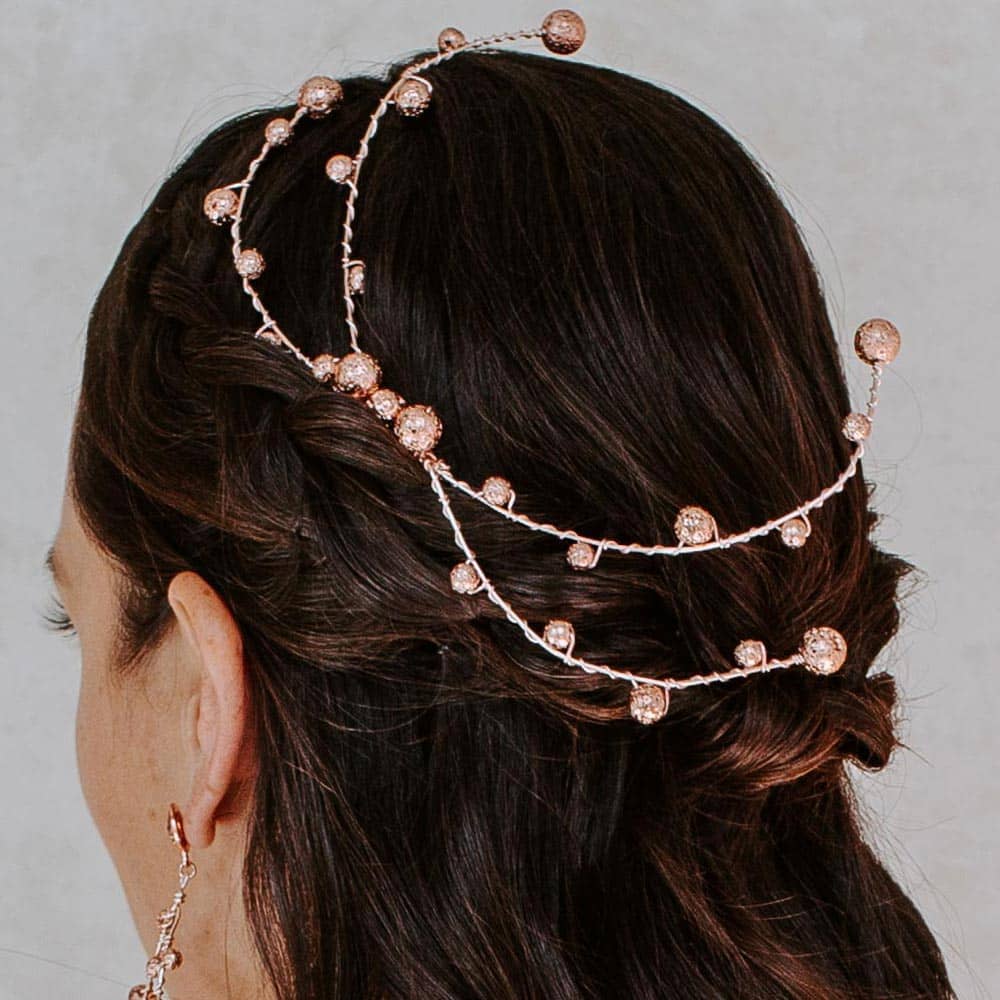 Marcie Rose Gold Lava Rock Headpiece back