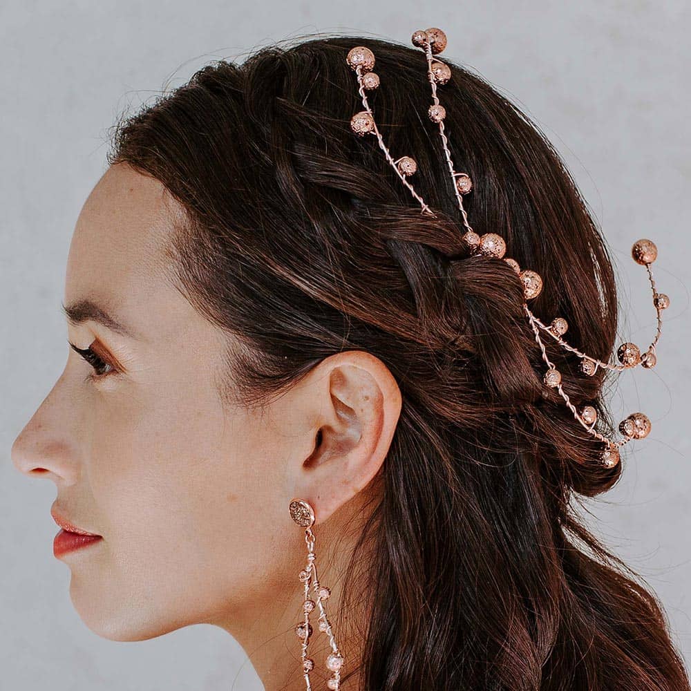 Marcie Rose Gold Lava Rock Headpiece profile