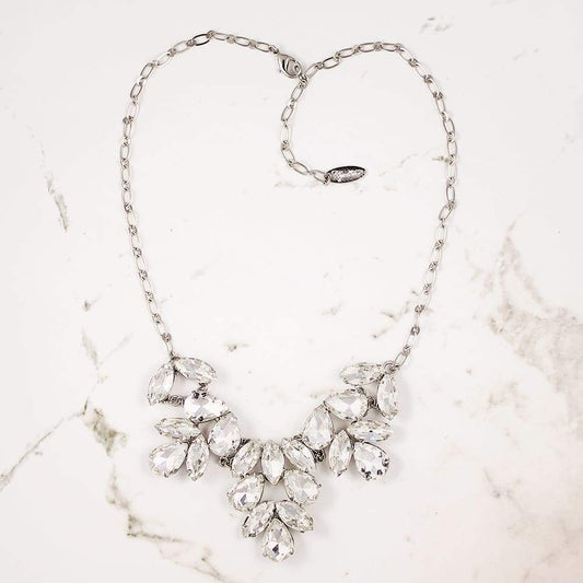 Crystal clear Marilyn Crystal Statement Necklace on grey