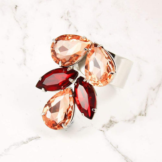 Red & pink Marilyn Crystal Statement Ring