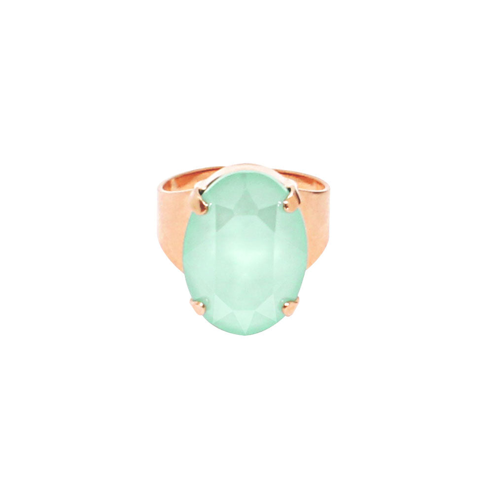 Mia large mint crystal rose gold ring front view